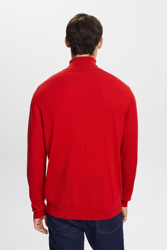 Sweter z półgolfem z wełny merynosowej, DARK RED, detail image number 4