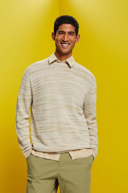 Sweter z kolorowej przędzy, mieszanka z lnem