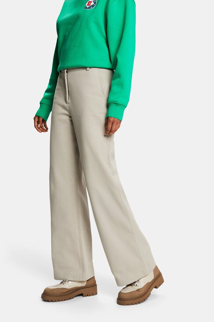 Szerokie spodnie z bawełną ekologiczną, LIGHT GREY, detail image number 0