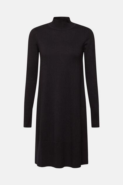 Dzianinowa sukienka do kolan, BLACK, overview
