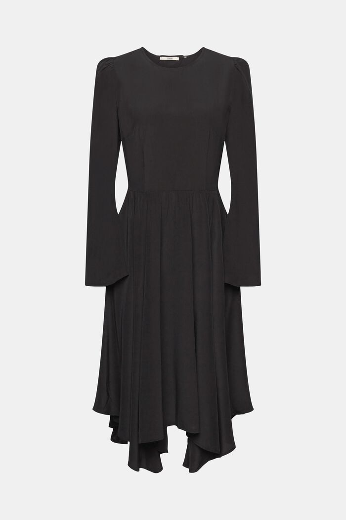 Sukienka midi z długim rękawem, BLACK, overview