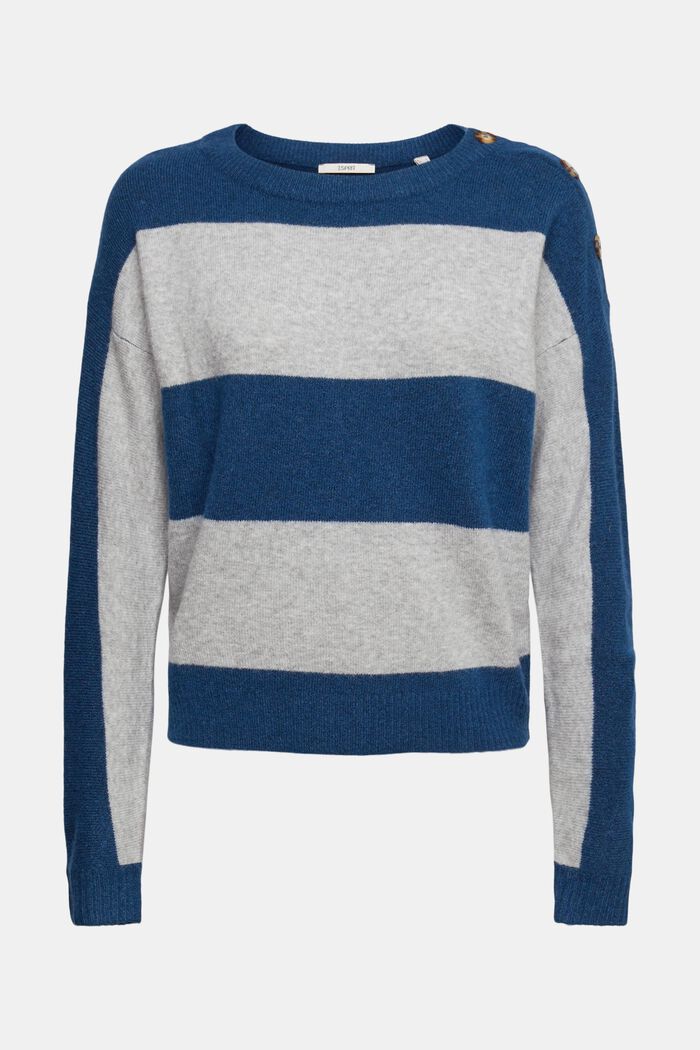Z wełną: sweter w paski, PETROL BLUE, detail image number 2