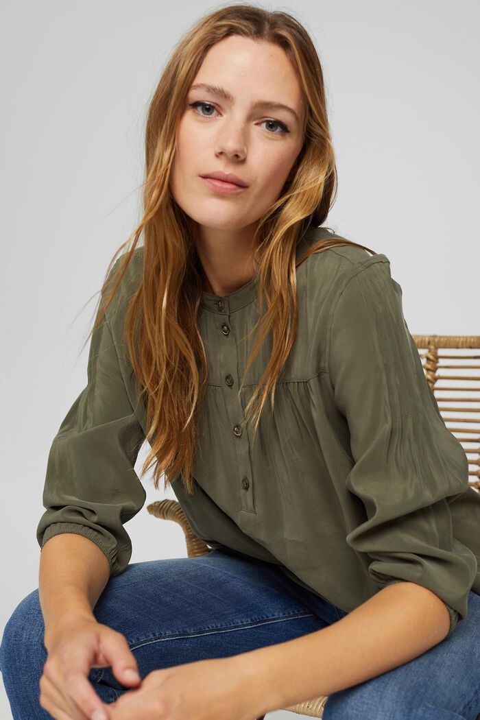 Bluzka henley z połyskiem z wiskozą LENZING™ ECOVERO™