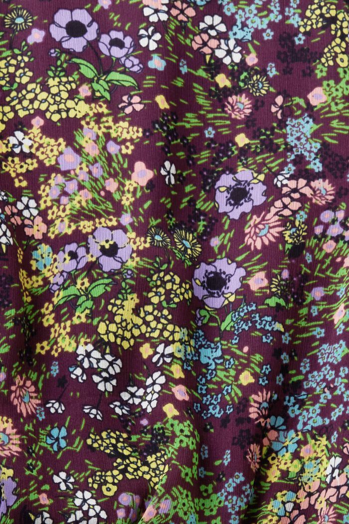 Sukienka mini z tkaniny z kwiatowym wzorem, DARK PURPLE, detail image number 4
