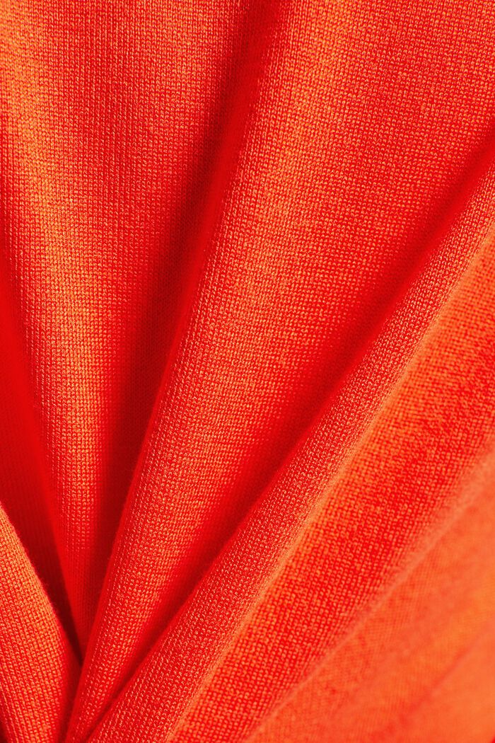 Sweter z zapięciem pod szyją i krótkim rękawem, ORANGE RED, detail image number 4