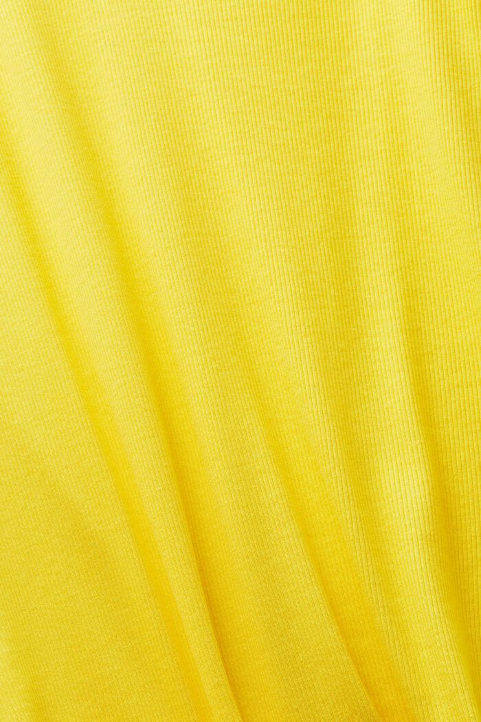 Prążkowany T-shirt z dekoltem w serek, YELLOW, detail image number 5