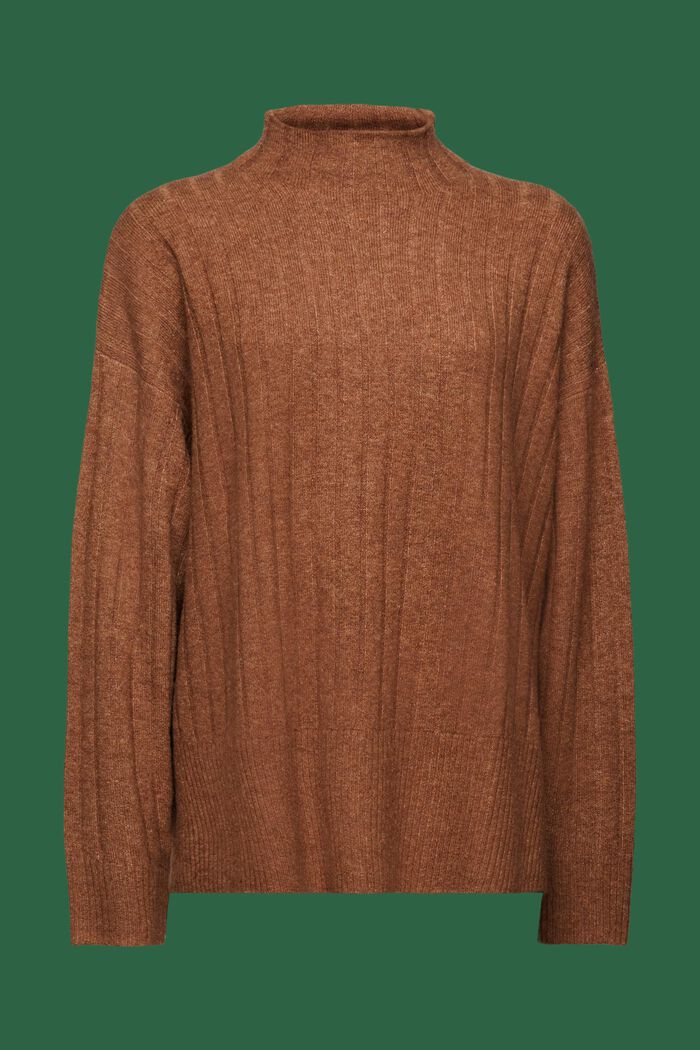 Sweter z prążkowanej dzianiny, BARK, detail image number 6
