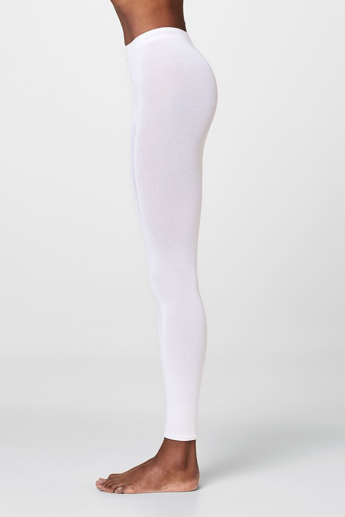 Nieprześwitujące legginsy, mieszanka bawełniana, WHITE, detail image number 3