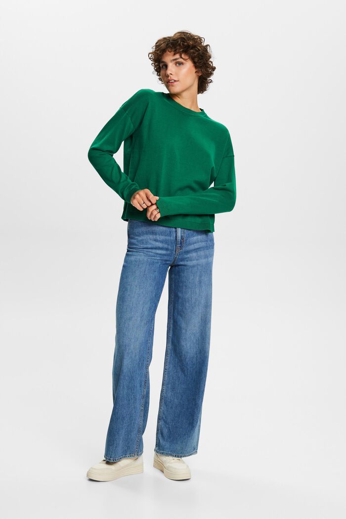 Sweter oversize, 100% bawełny, DARK GREEN, detail image number 5