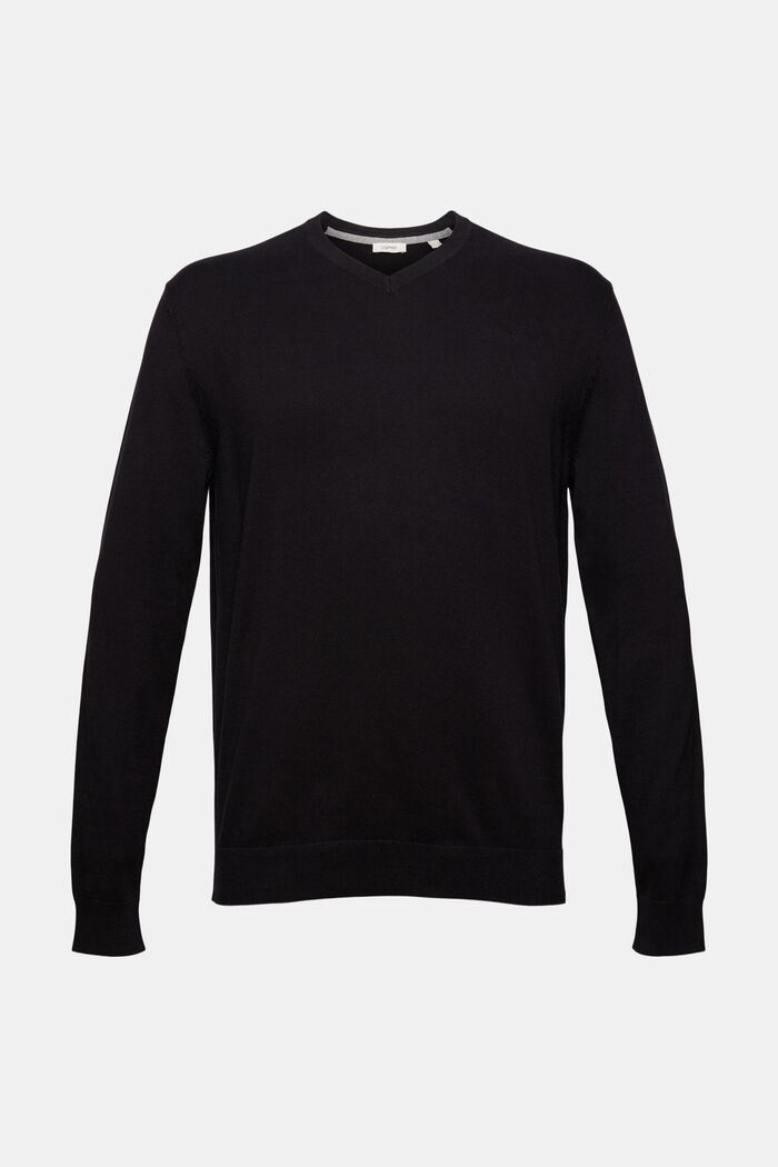 Sweter basic ze 100% bawełny Pima, BLACK, overview