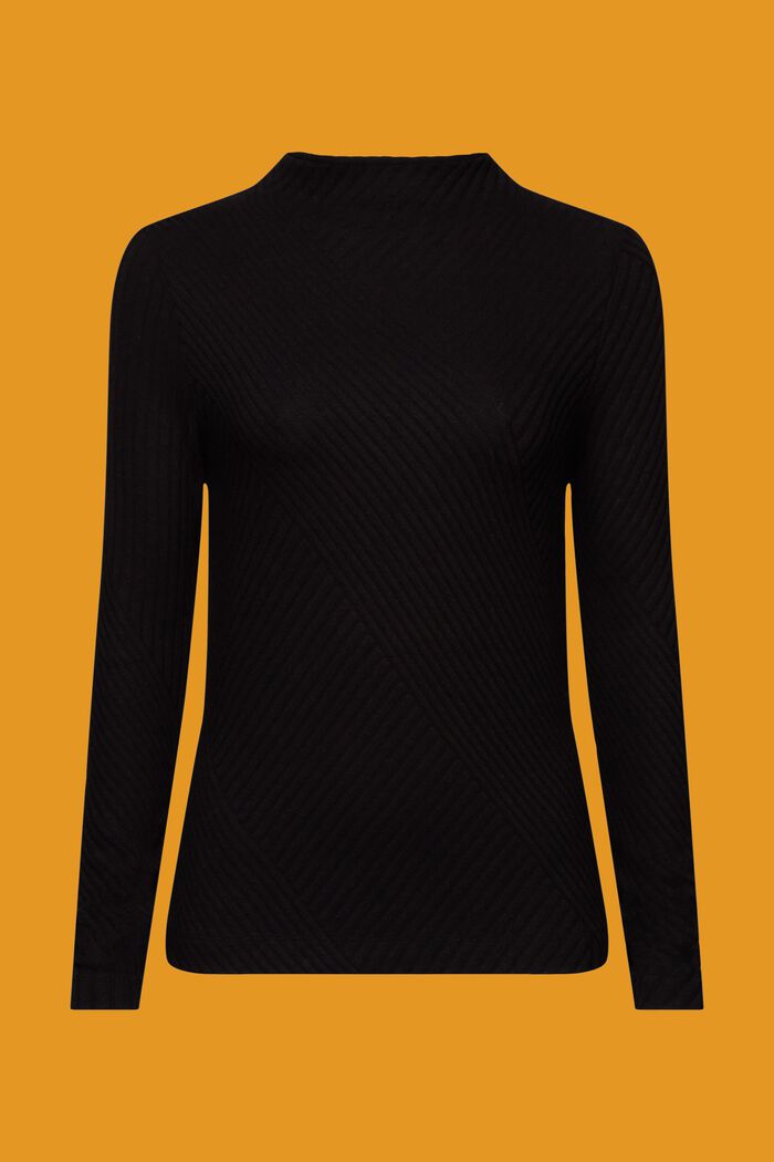 Bluza z prążkowanym półgolfem, BLACK, detail image number 5