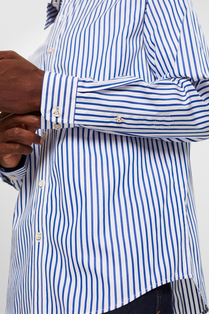 Koszula z paski z popeliny bawełnianej, BRIGHT BLUE, detail image number 5