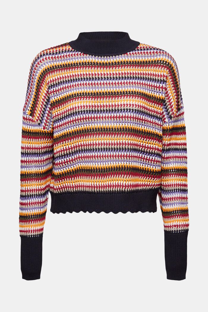 Lekko skrócony sweter bawełniany z siateczki, PURPLE, detail image number 5