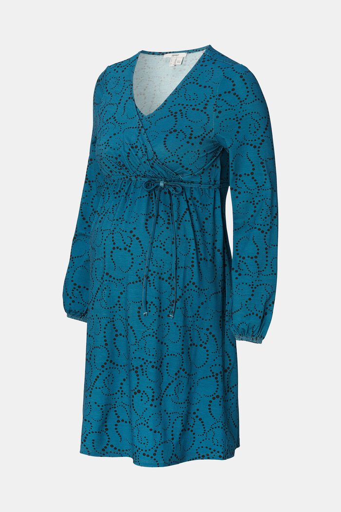 Wzorzysta sukienka z dżerseju, LENZING™ ECOVERO™, BLUE CORAL, overview