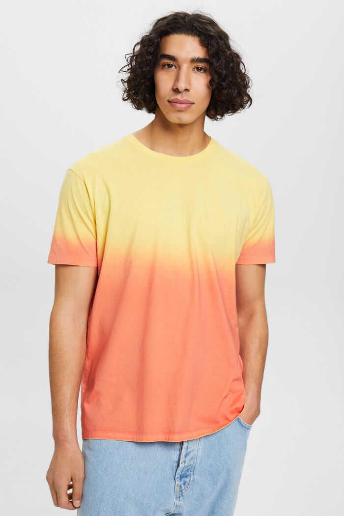 Dwukolorowy t-shirt w cieniowanym stylu, LIGHT YELLOW, detail image number 0