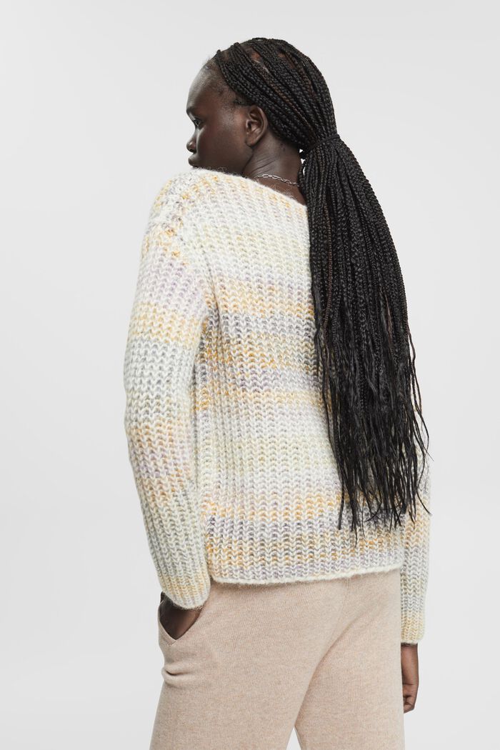 Kolorowy, dzianinowy sweter z alpaką, OFF WHITE, detail image number 3