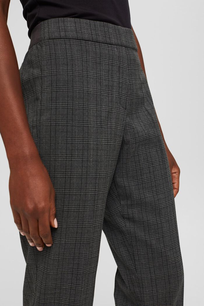 Skrócone spodnie w kratę z elastycznym pasem, DARK GREY, detail image number 2