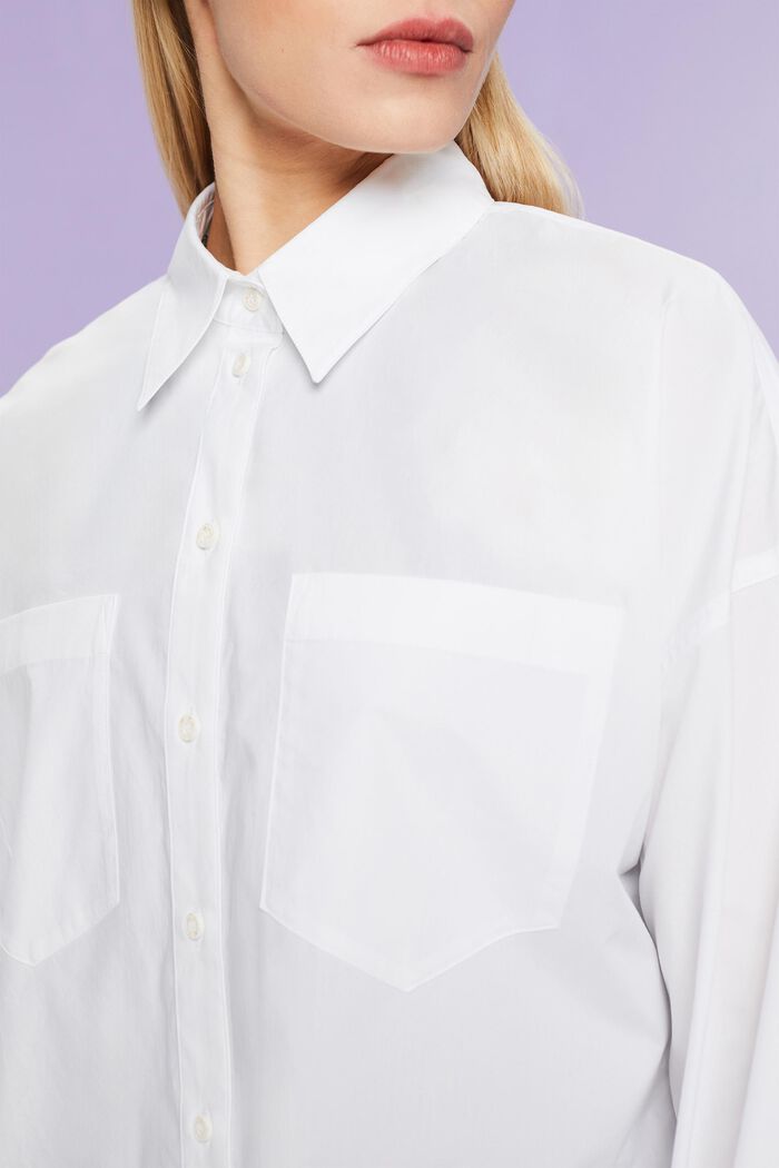 Koszula z bawełnianej popeliny na guziki, WHITE, detail image number 3