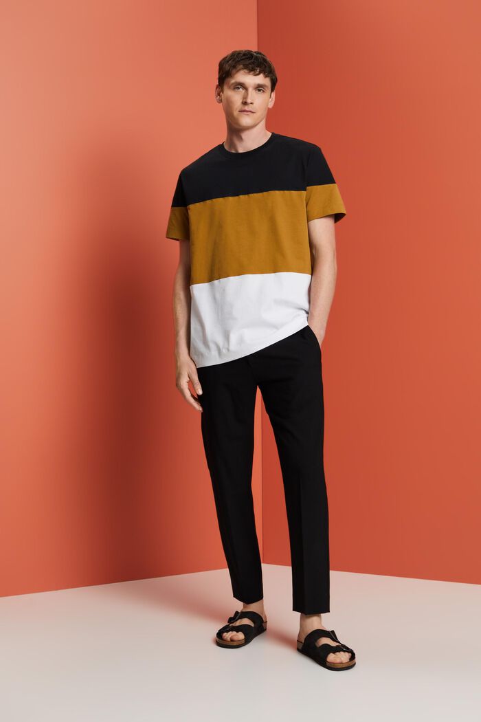 T-shirt w bloki kolorów, 100% bawełny, BLACK, detail image number 1