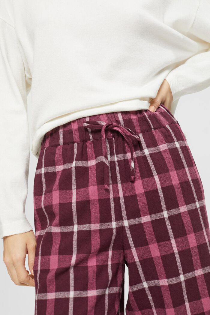 Kraciaste spodnie od piżamy z flaneli bawełnianej, BORDEAUX RED, detail image number 0