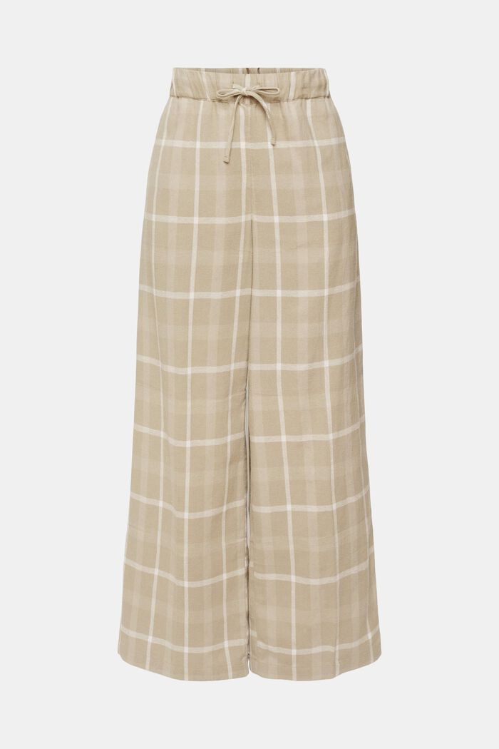 Kraciaste spodnie od piżamy z flaneli bawełnianej, LIGHT KHAKI, detail image number 2