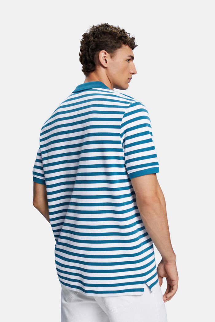 Koszulka polo w paski, slim fit, PETROL BLUE, detail image number 3