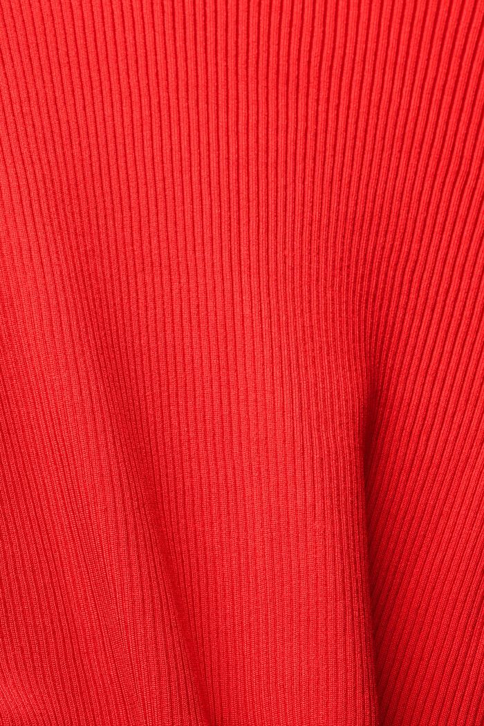 Prążkowany kardigan z rękawami w stylu koszulki, RED, detail image number 4