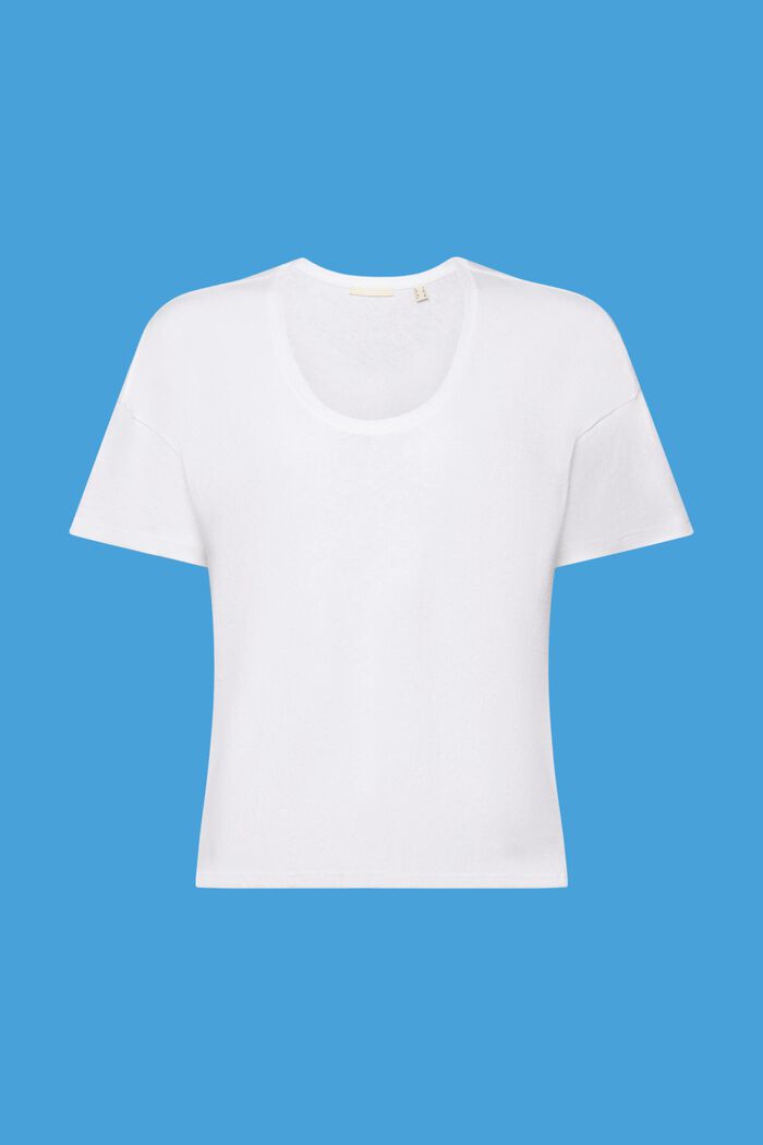 T-shirt z mieszanki bawełny i lnu, WHITE, detail image number 6