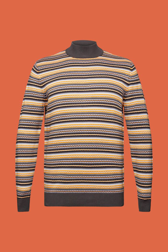 Żakardowy sweter z półgolfem z bawełny, DARK GREY, detail image number 6