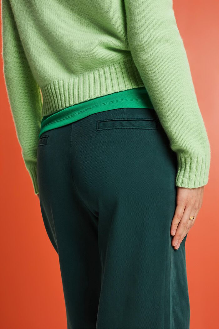 Szerokie spodnie chino z wysokim stanem, EMERALD GREEN, detail image number 2