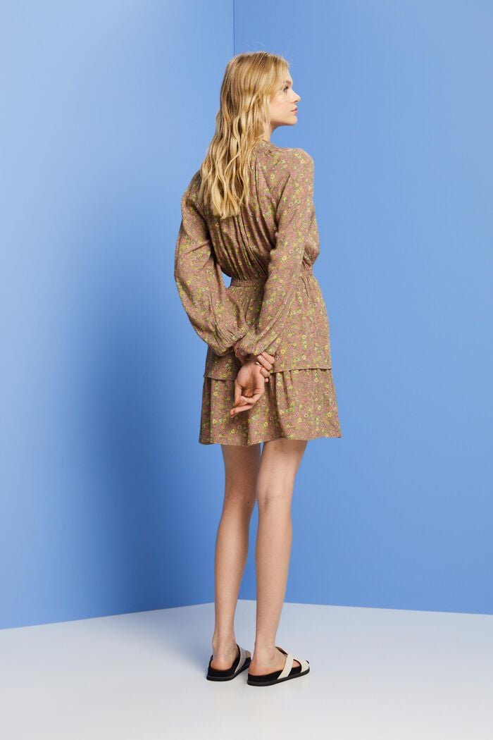 Sukienka mini z nadrukiem i falbanami, CITRUS GREEN, detail image number 3