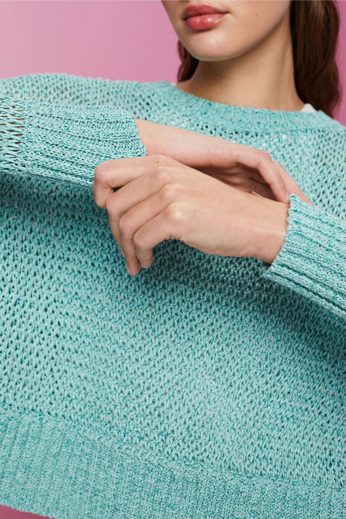 Sweter z przędzy tasiemkowej, EMERALD GREEN, detail image number 2