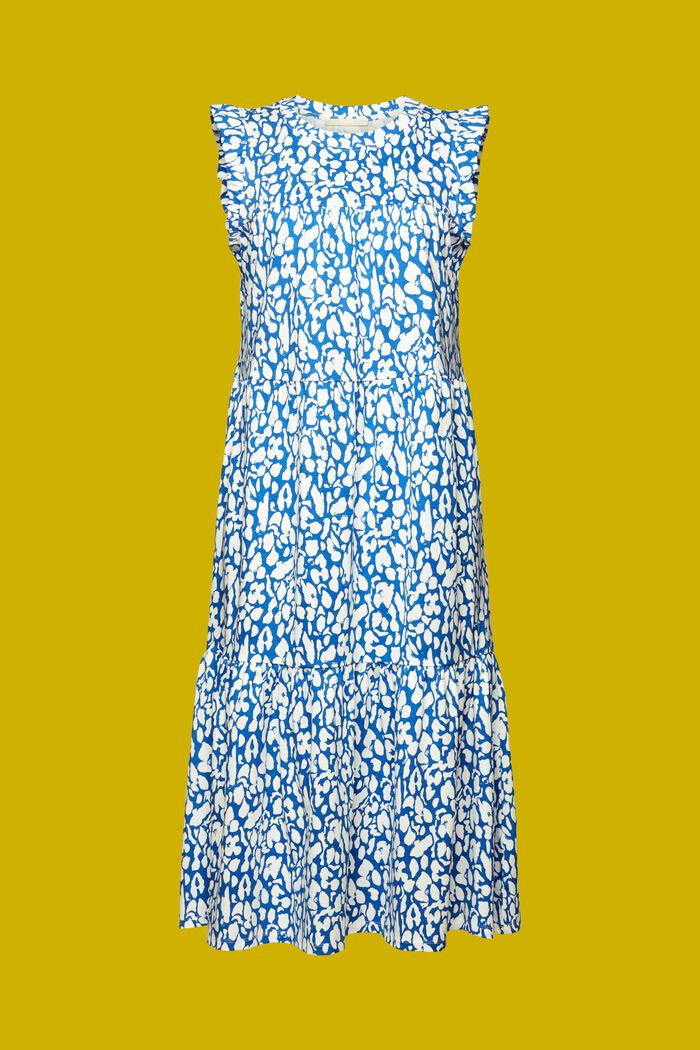 Wzorzysta sukienka midi z jerseyu, 100% bawełna, BRIGHT BLUE, detail image number 6