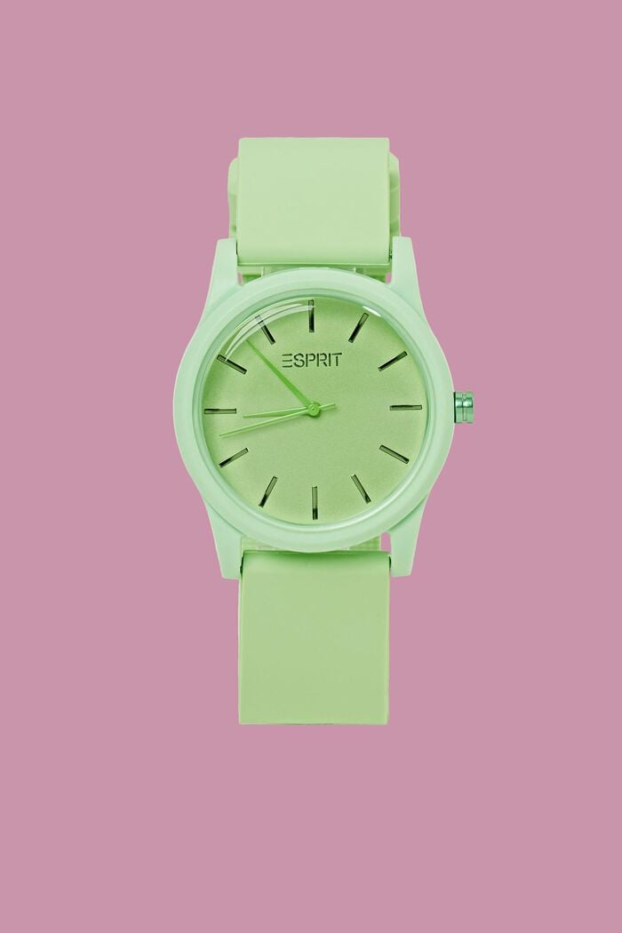 Plastikowy zegarek z gumowym paskiem, LIGHT GREEN, detail image number 0