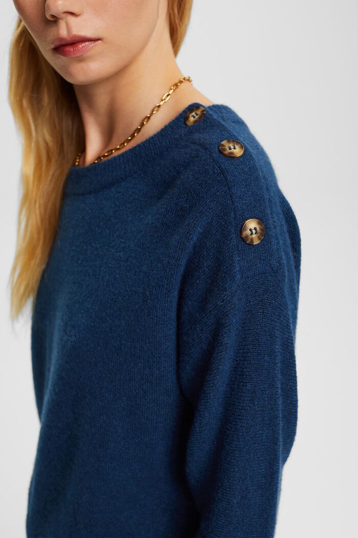 Z wełną: sweter w paski, NEW PETROL BLUE, detail image number 0