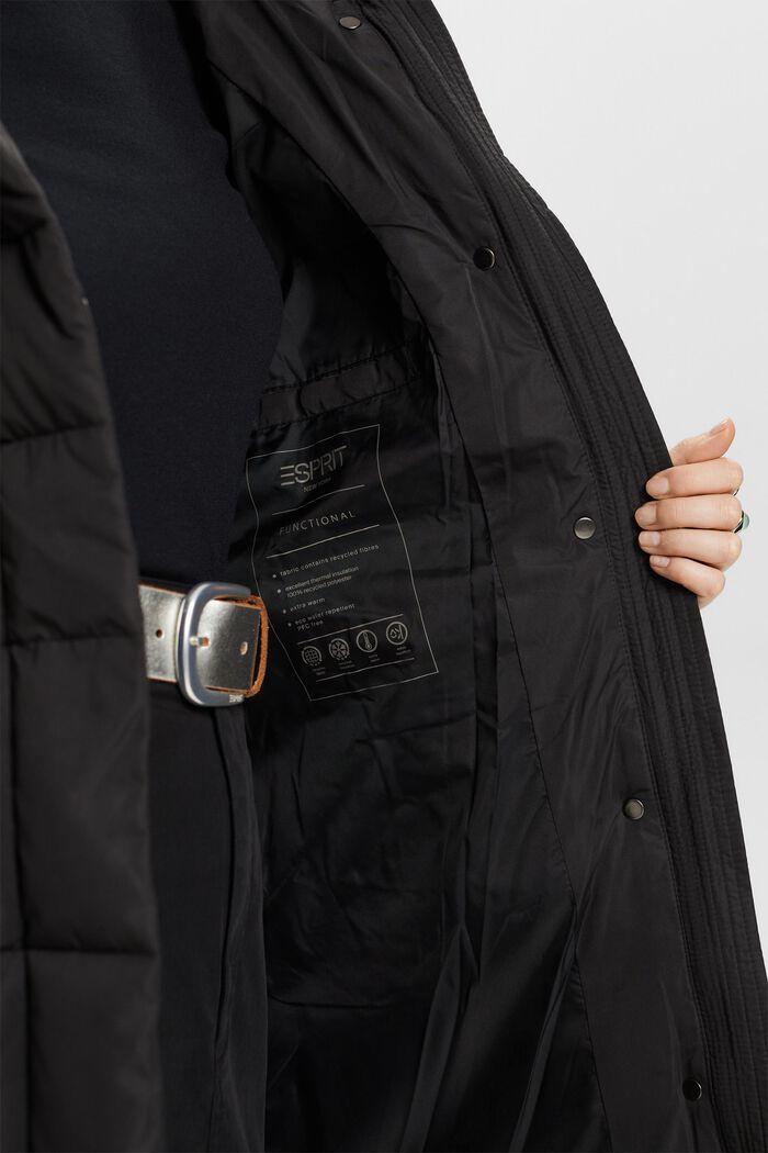 Puchowy płaszcz z kapturem, BLACK, detail image number 5
