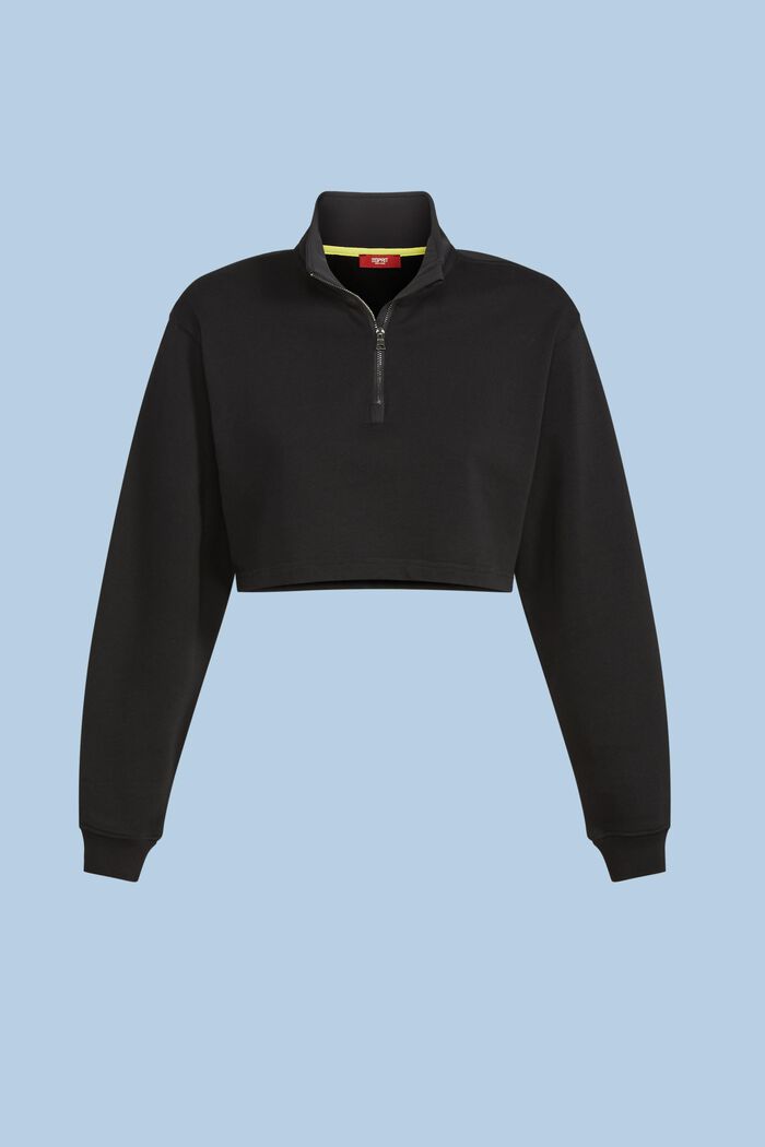 Krótka bluza z froty z bawełny organicznej, BLACK, detail image number 5