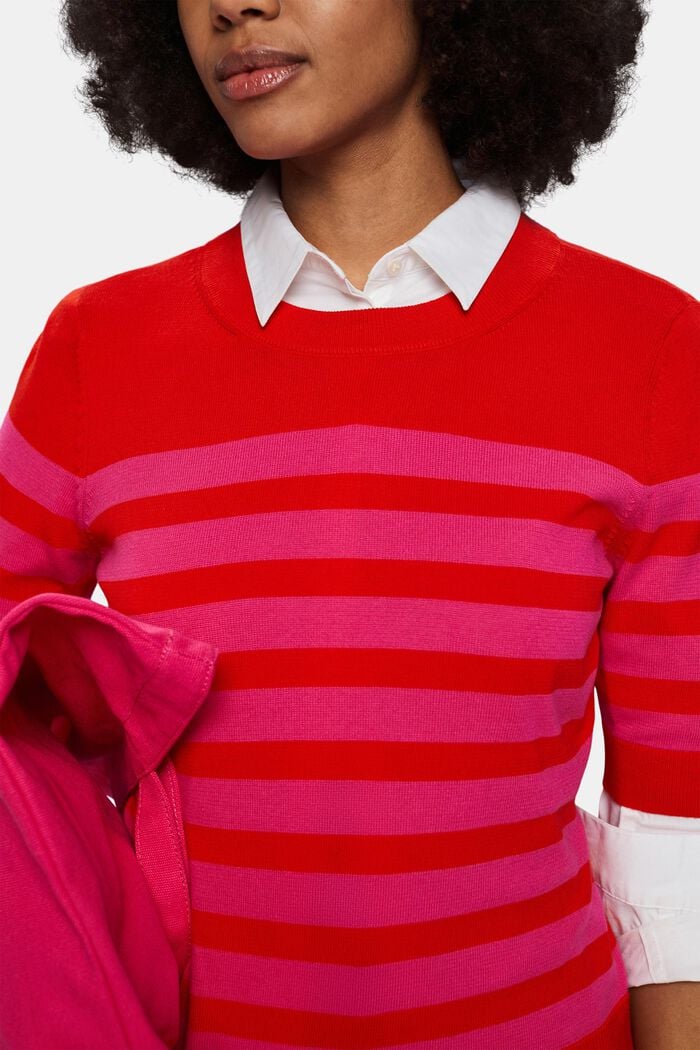 Pasiasta bluza z okrągłym dekoltem, RED, detail image number 2