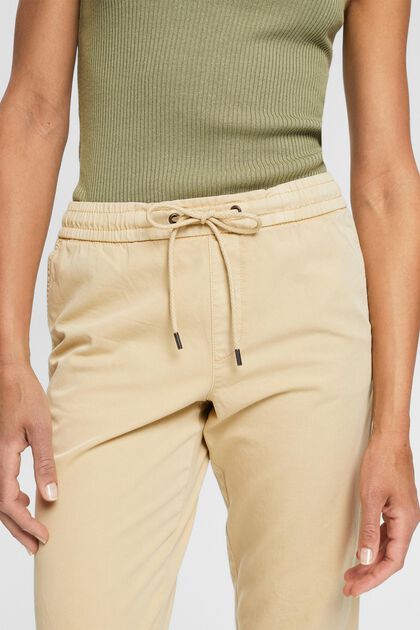 Spodnie z pasem ściąganym sznurkiem z bawełny pima