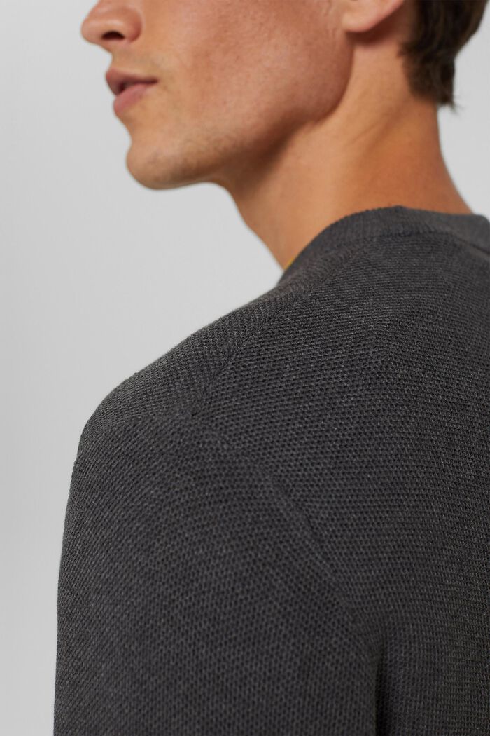 Sweter z fakturą, 100% bawełny ekologicznej, DARK GREY, detail image number 2