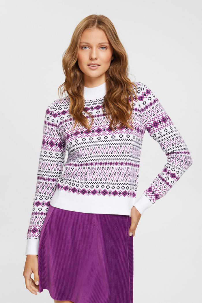 Żakardowy sweter, 100% bawełna