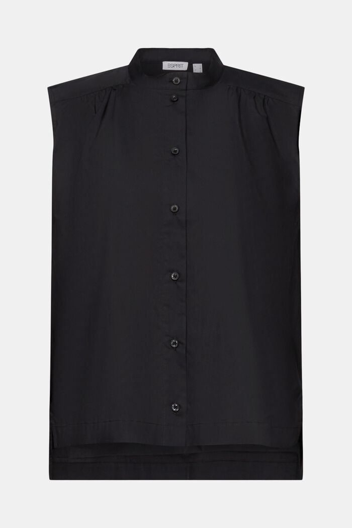 Bluzka bez rękawów z popeliny, BLACK, detail image number 5