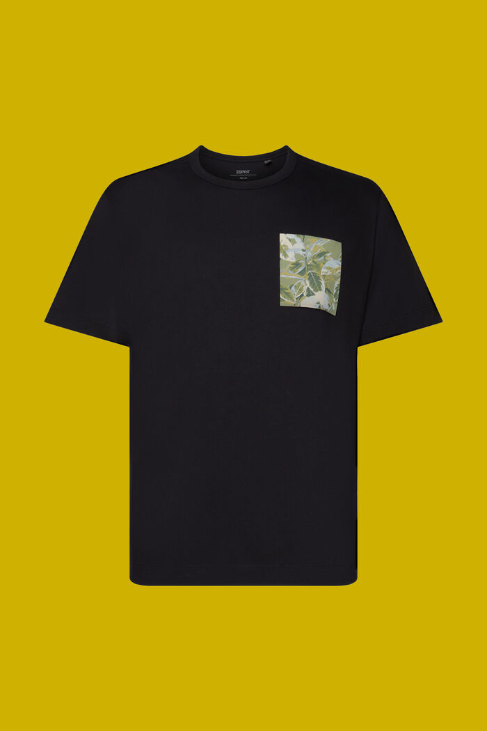 T-shirt z dżerseju z nadrukiem na piersi, 100% bawełna, BLACK, detail image number 7