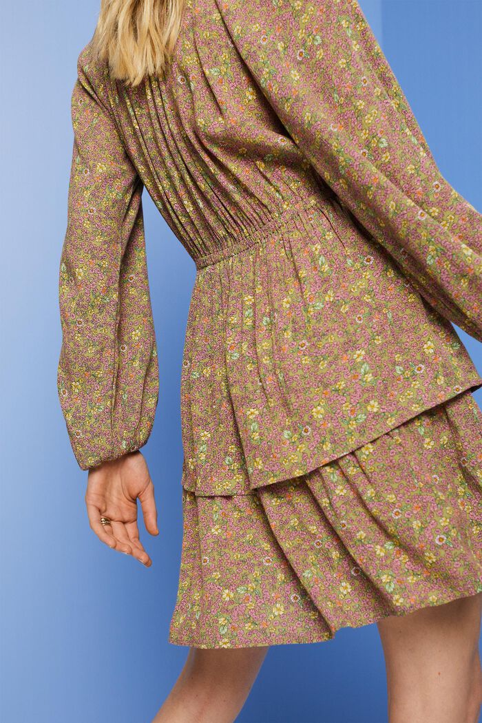 Sukienka mini z nadrukiem i falbanami, CITRUS GREEN, detail image number 2