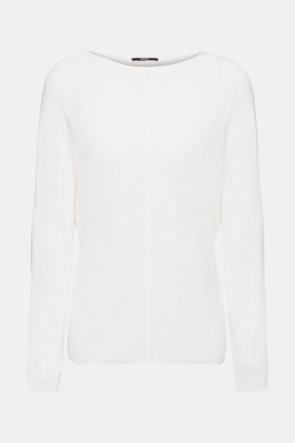 Sweter z łódkowym dekoltem z mieszanki z włóknem TENCEL™, OFF WHITE, overview