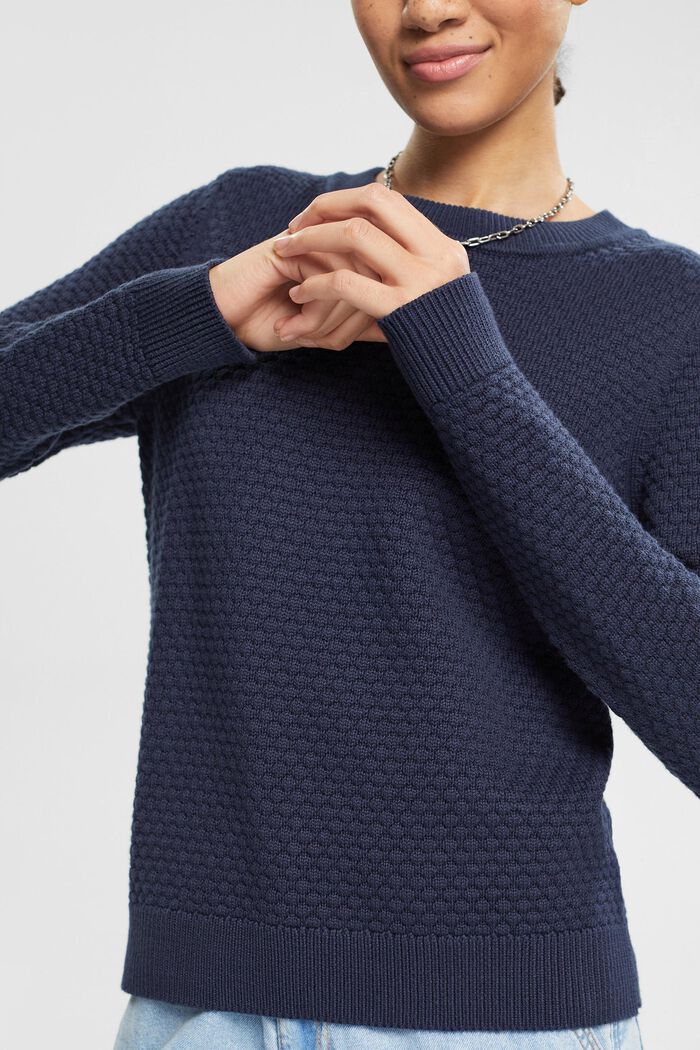Sweter z fakturowanej dzianiny, NAVY, detail image number 0