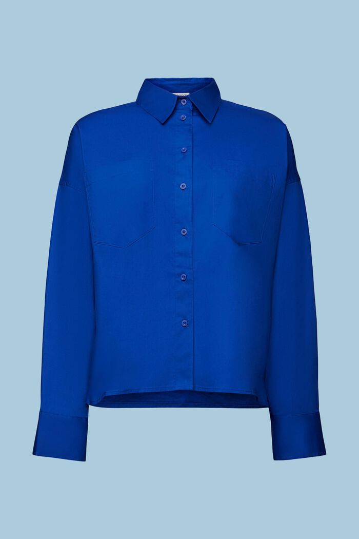 Koszula z bawełnianej popeliny na guziki, BRIGHT BLUE, detail image number 6