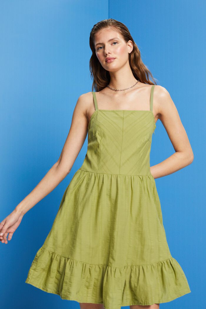 Sukienka mini z bawełny, PISTACHIO GREEN, detail image number 0