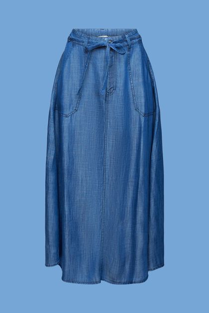 Z tkaniny TENCEL™: spódnica midi o wyglądzie dżinsu