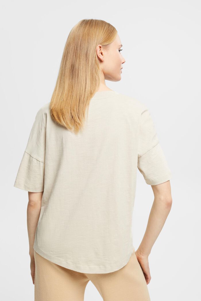 Bawełniany T-shirt z geometrycznym nadrukiem, LIGHT TAUPE, detail image number 3